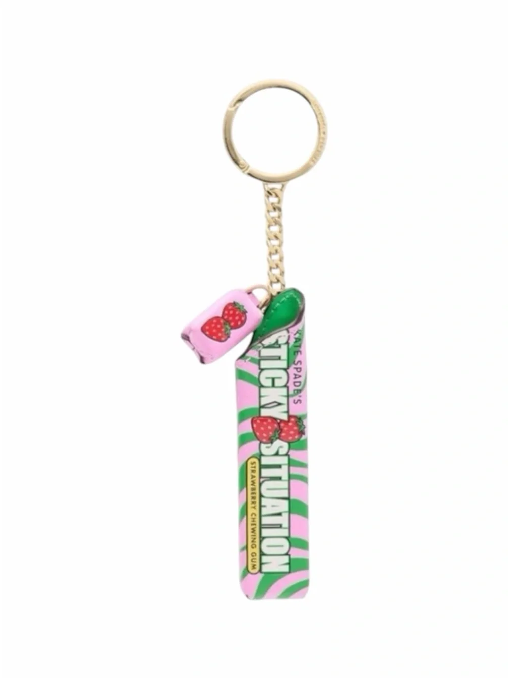 Kate Spade Bubblegum “Sticky Situation” Keychain/Bag Charm in Green & Pink NWT